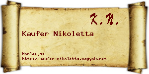 Kaufer Nikoletta névjegykártya